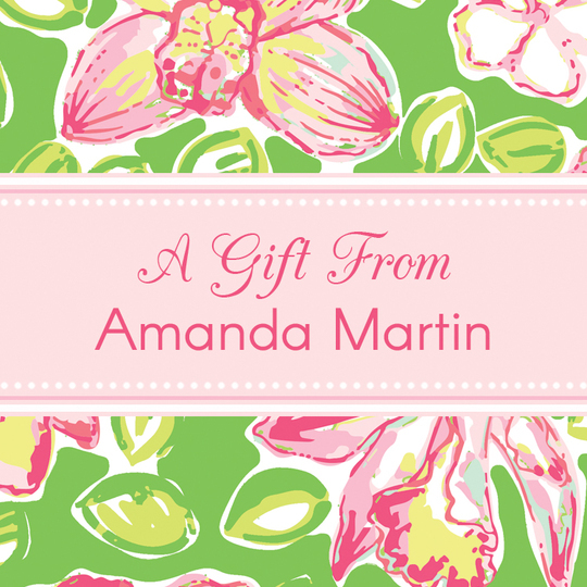Banded Hibiscus Square Gift Stickers